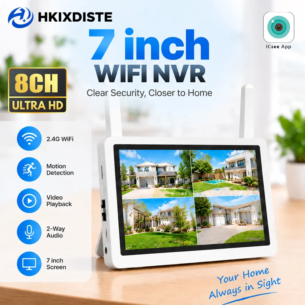 Home Security Kit - 7 Inch 8CH 5MP WiFi NVR