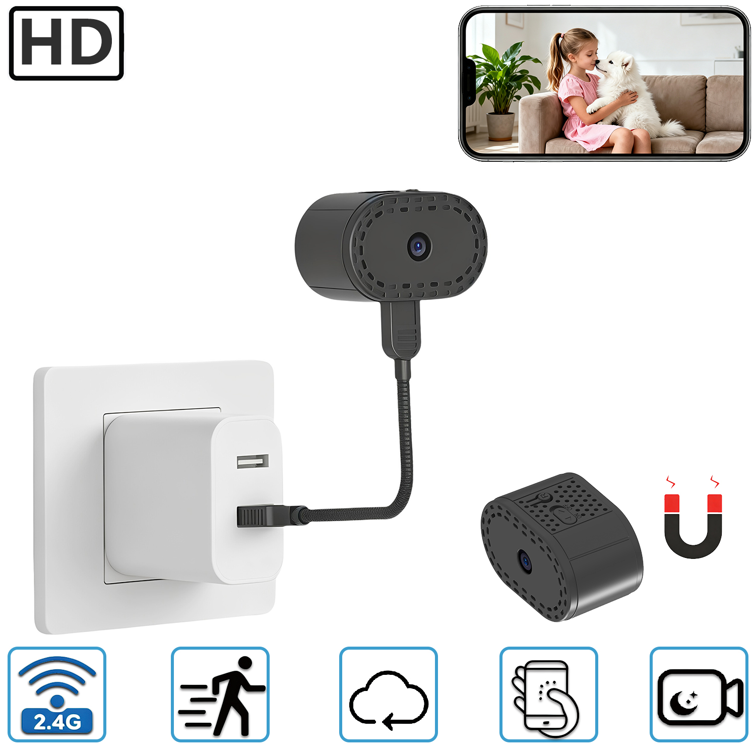 Mini Magnetic WiFi Security Ca - Hidden Camera Clock 评论和价格