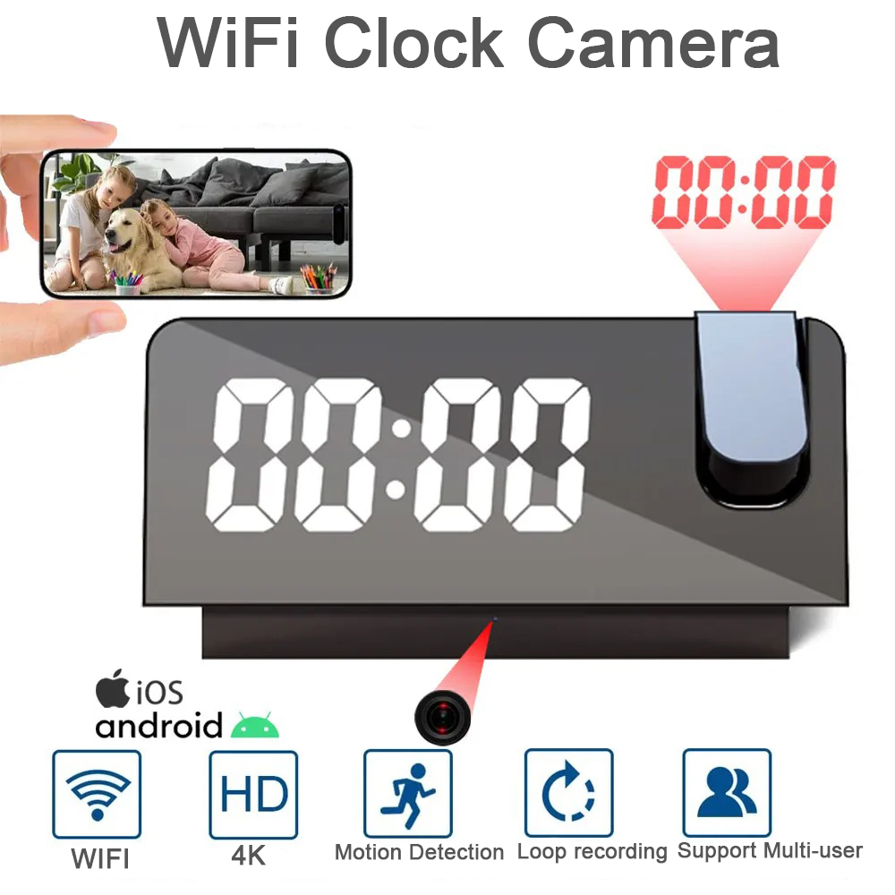 4K HD Projection Alarm Clock C - Hidden Camera Clock 评论和价格
