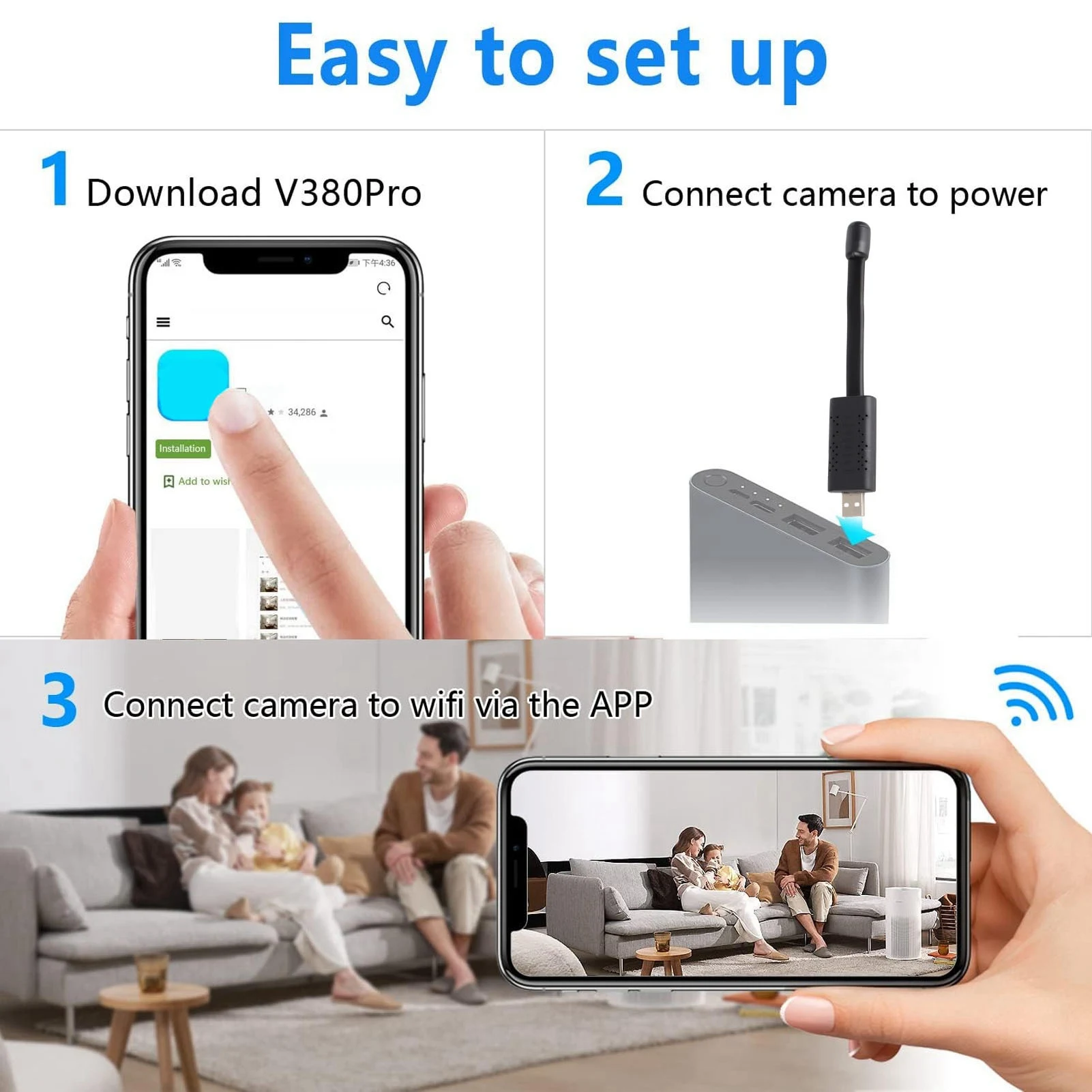 USB WiFi Security Camera 1080P - Hidden Camera Clock 评论和价格