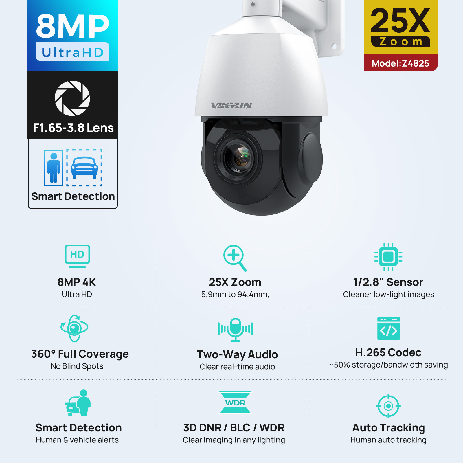 Vikylin 4K 8MP PTZ 25X Zoom 10 - Home Security Service 评论和价格