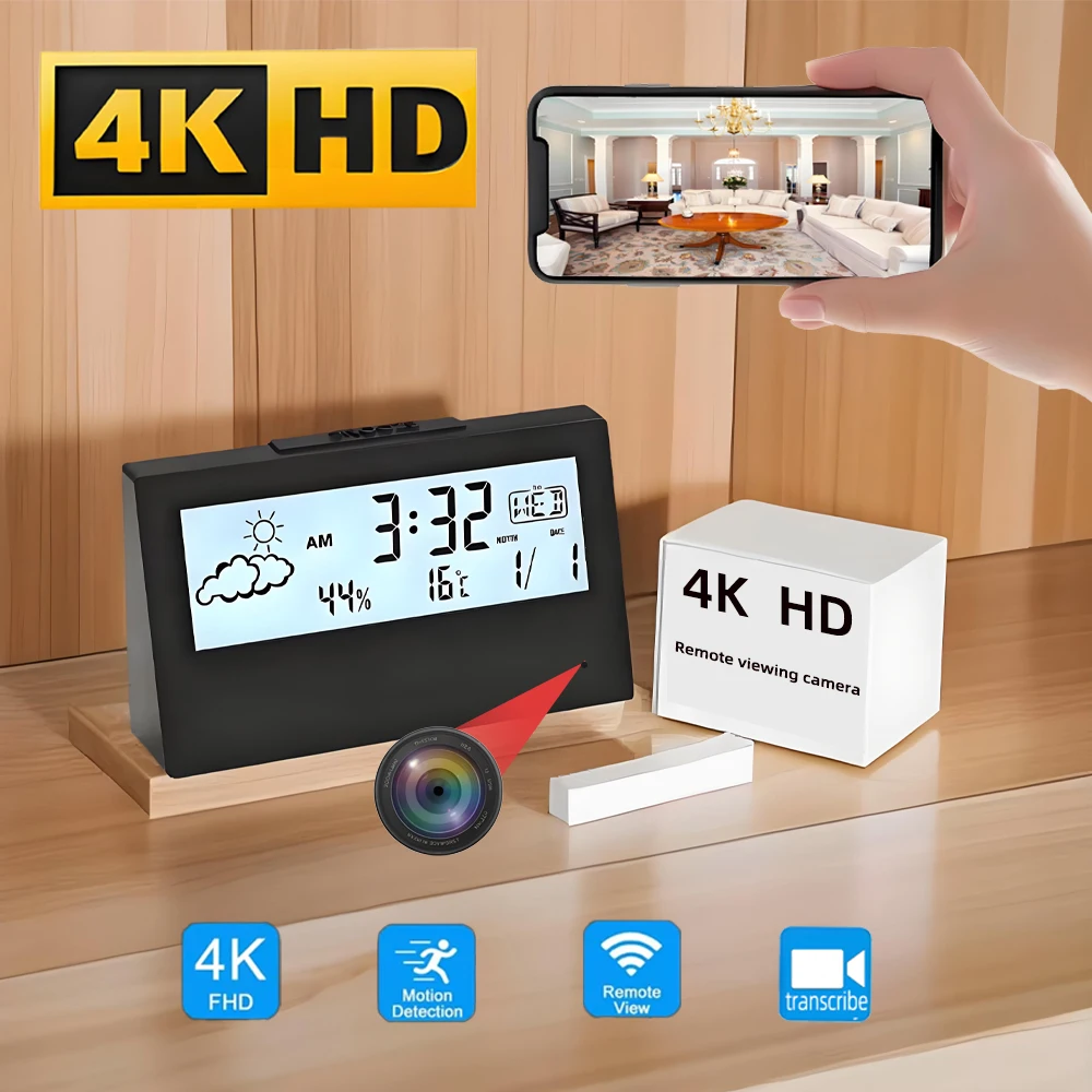 HD 4K New Mini WiFi Camera, Su - Hidden Camera Clock 评论和价格