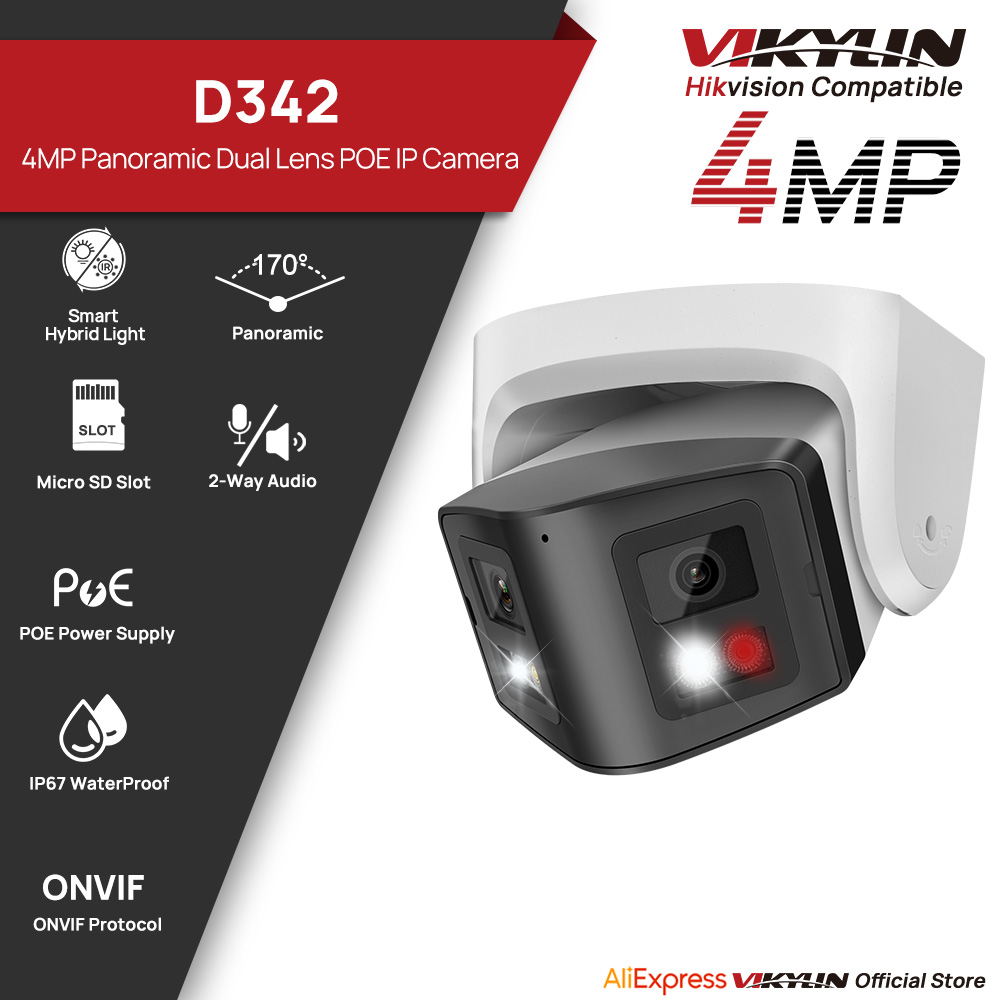 Vikylin 4MP Panoramic Dual Len - Home Security System Hikvision 评论和价格